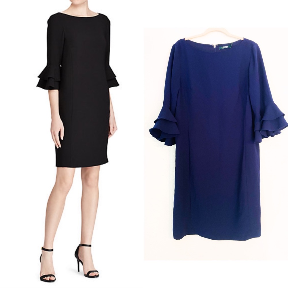 Ruffle-Sleeve Crepe Dress RALPH LAUREN